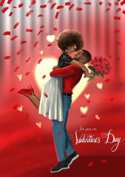 Valentine's Couple Rose Bouquet - Red & Grey - blackprint.com