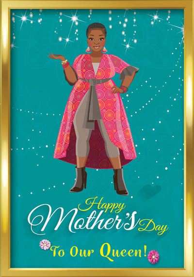 Happy Mother's Day To Our Queen! Turquoise and Gold - blackprint.com
