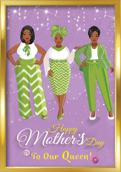 Happy Mother's Day To Our Queen! 3 Black Women- Purple/Green - blackprint.com