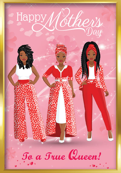 Happy Mother's Day 3 Black Women - Pink - blackprint.com
